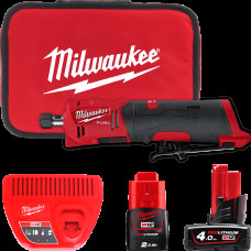 Шліфмашина пряма цангова акумуляторна безщіткова MILWAUKEE, M12 FDGS-422B (зарядний пристрій С12 С, 1 акумулятор М12 В2 2Аг, 1 а