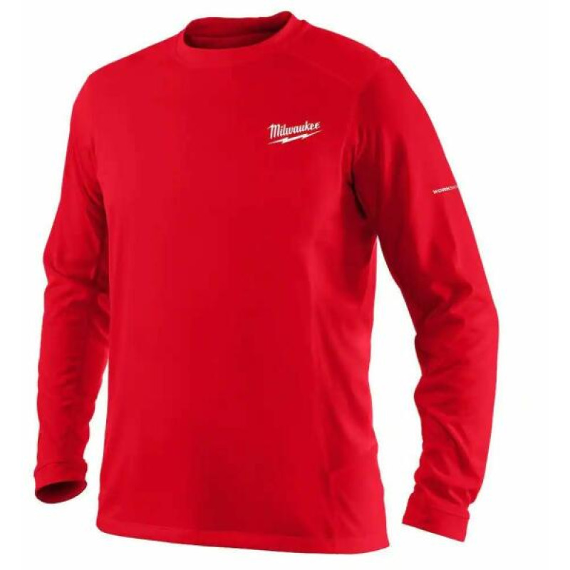 Футболка MILWAUKEE, WWLS дихаюча з довгим рукавом, червона, розмір L
