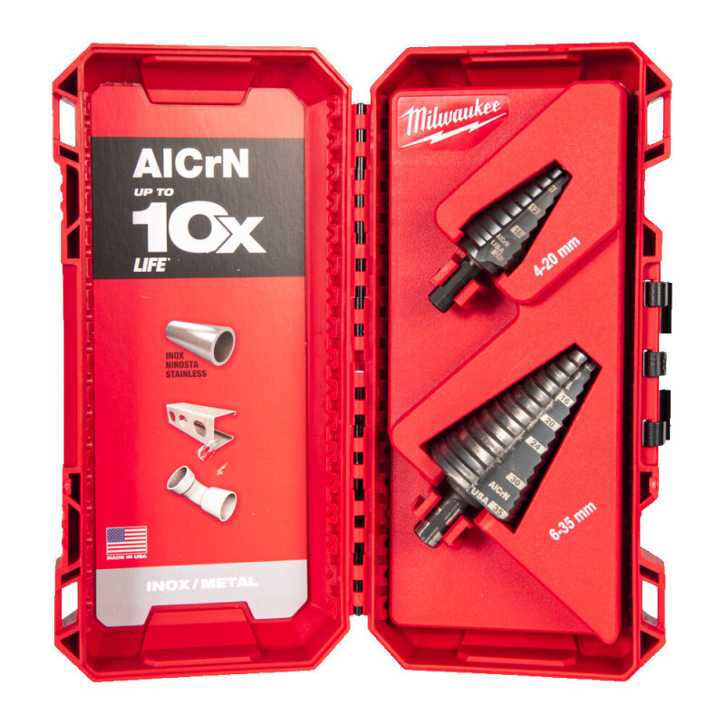 Набір свердл ступінчастих Step Drill COBALT ALCRN MILWAUKEE (Ø4–20мм и Ø6–35мм) (2шт), пластикова коробка