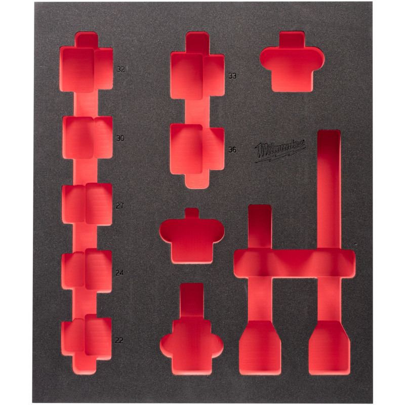 Пінне вкладення з ложементом для головок ShW 3/4" STD, (12шт) (45х536х417мм) для шаф металевих MILWAUKEE
