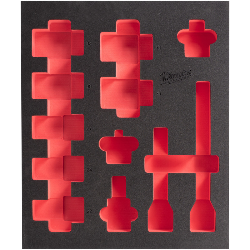 Пінне вкладення з ложементом для головок подовжених ShW 3/4" SKT, (12шт) (45х536х417мм) для шаф металевих MILWAUKEE