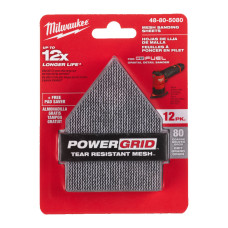 Сітка шліфувальна PG Mesh HL MILWAUKEE, 67х92мм, зерно 80, (12шт+подложка) (для M12 FDSS)