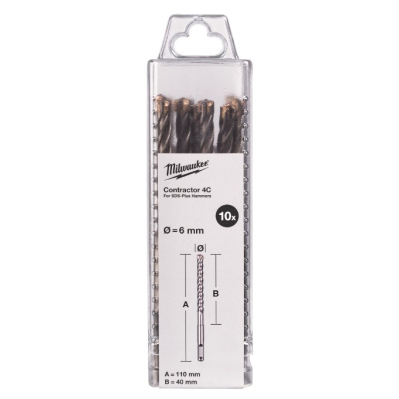 Бур SDS-PLUS 4C Contractor MILWAUKEE, діаметр 6х110х40мм, (10шт)