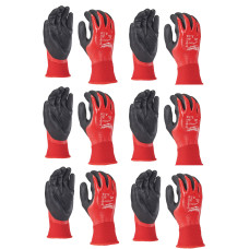 Рукавиці робочі з повним покриттям Full Dip MILWAUKEE, з опором порізам 1/А, розмір 8/M, (12 пар)