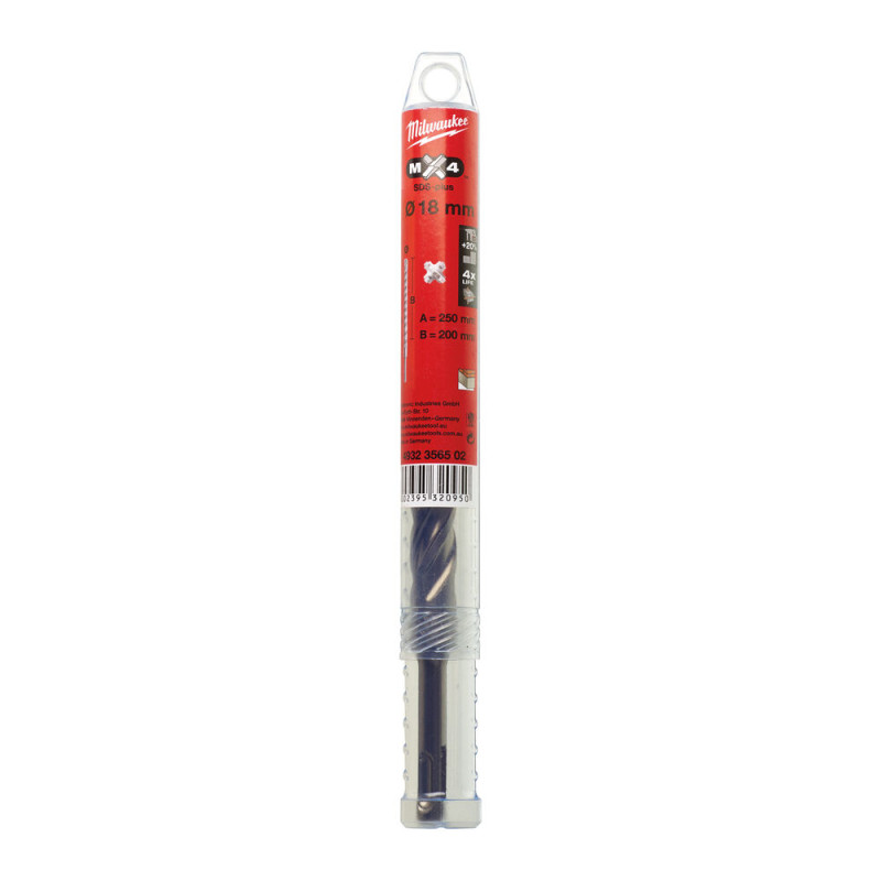 Бур SDS-PLUS MX4 MILWAUKEE, діаметр 18,0х200х150мм