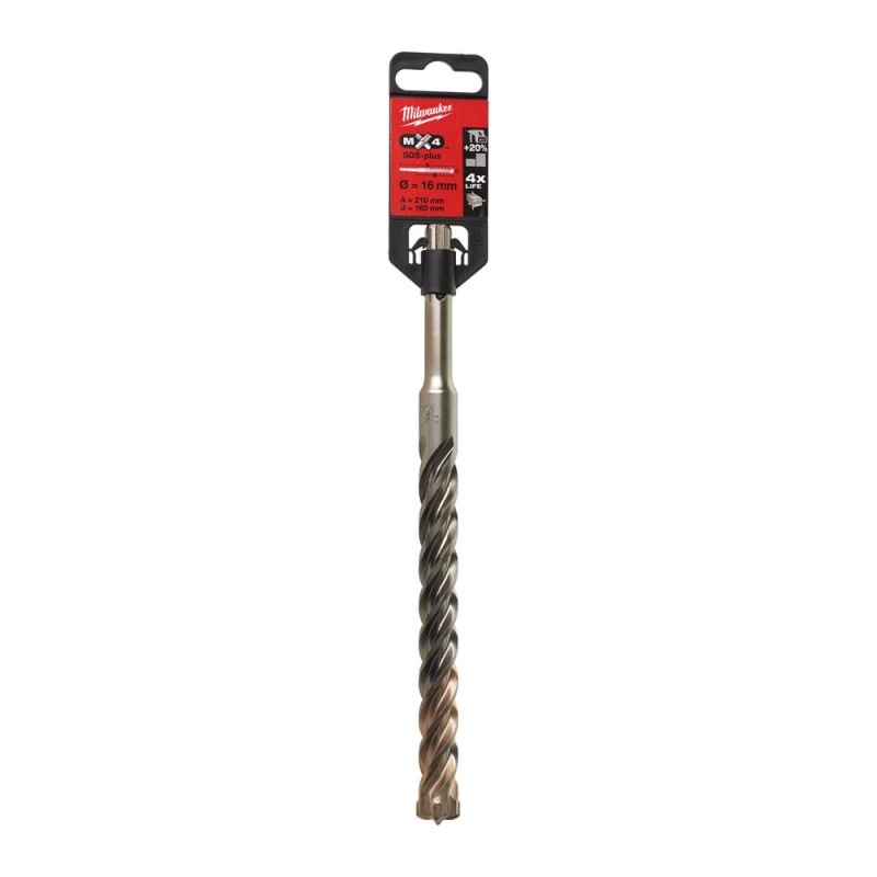Бур SDS-PLUS MX4 MILWAUKEE, діаметр 16,0х210х150мм