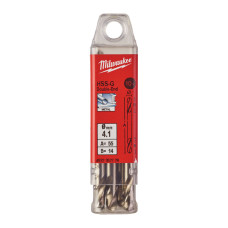 Свердло по металу HSS-G MILWAUKEE, DIN 1412 C, діаметр 4,1х55х14мм, двостороннє, (10шт), пластикова коробка