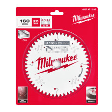 Диск пиляльний по алюмінію Alu PFTE MILWAUKEE, діаметр 160х20х2,2мм, 52 зуб.