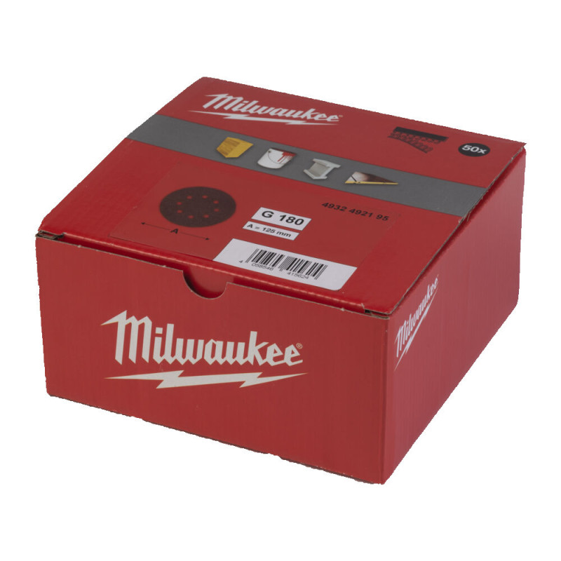 Папір шліфувальний MILWAUKEE діаметр 125/8 HL, зерно 180, (50шт)
