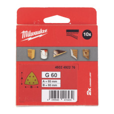 Папір шліфувальний HP MILWAUKEE, 93х93х93мм HL, зерно 60, (10шт)