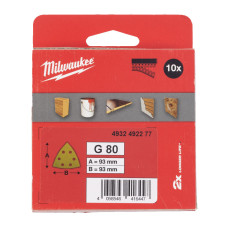 Папір шліфувальний HP MILWAUKEE, 93х93х93мм HL, зерно 80, (10шт)