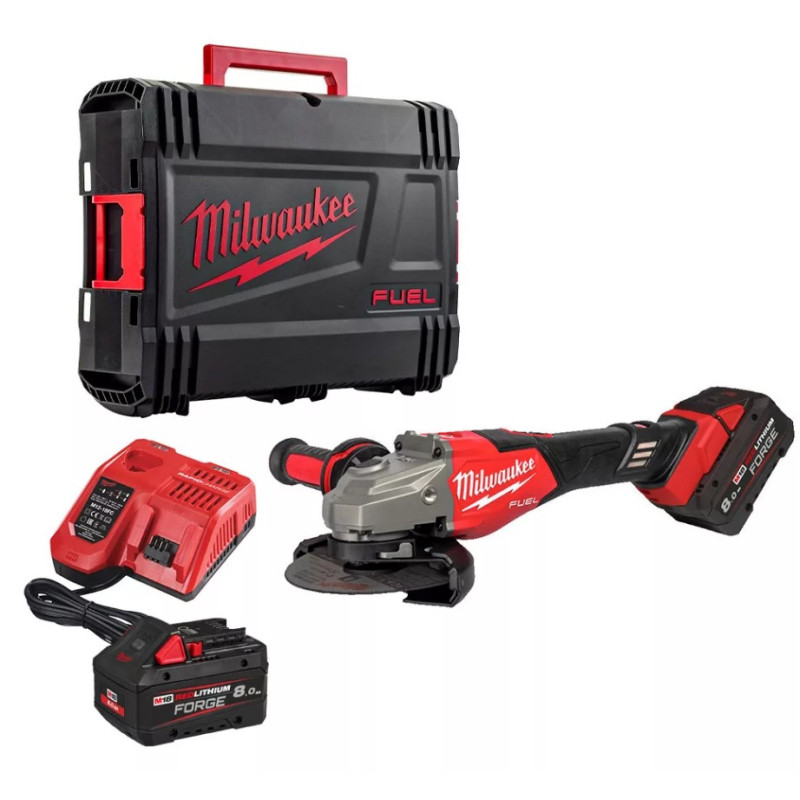 Шліфмашина кутова - болгарка акумуляторна безщіткова MILWAUKEE, M18 FHSAG125XB2-802X, 1800Вт діаметр 125мм (зарядний пристрій M1