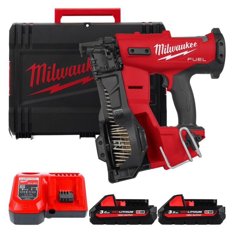 Пістолет цвяхозабивний акумуляторний безщітковий MILWAUKEE M18 FRCN45-302X (зарядний пристрій M12-18 FC, 2 акумулятори М18 НВ3 3