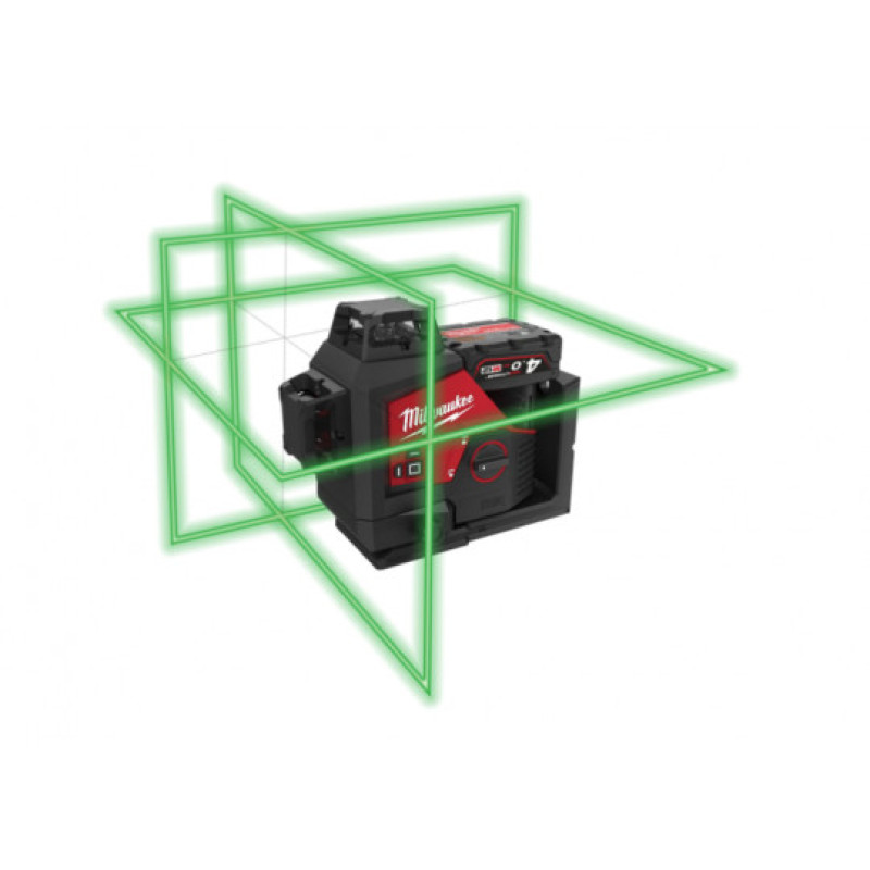 Нівелір 3D лазерний акумуляторний MILWAUKEE, M12 3PLSKIT-401P (360 градусів, зелений промінь) (зарядний пристрій С12 С, 1 акумул