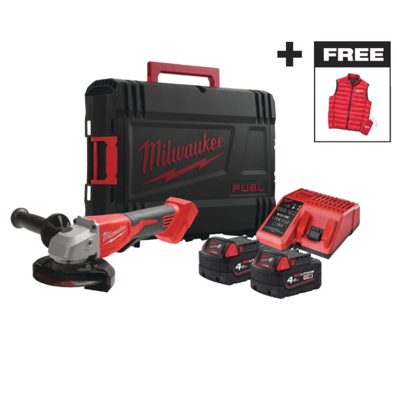 Шліфмашина кутова - болгарка акумуляторна безщіткова MILWAUKEE M18 BLSAG125XPD-402X діаметр 125мм ( + жилетка, HD кейс)