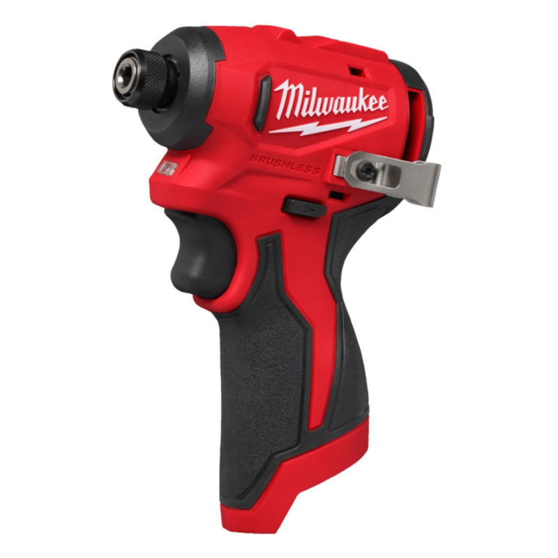 Шуруповерт ударний акумуляторний безщітковий 1/4'' HEX MILWAUKEE, M12 BLIDRC-0, 124Нм (каркас, кліпса для ременя, картонне пакув