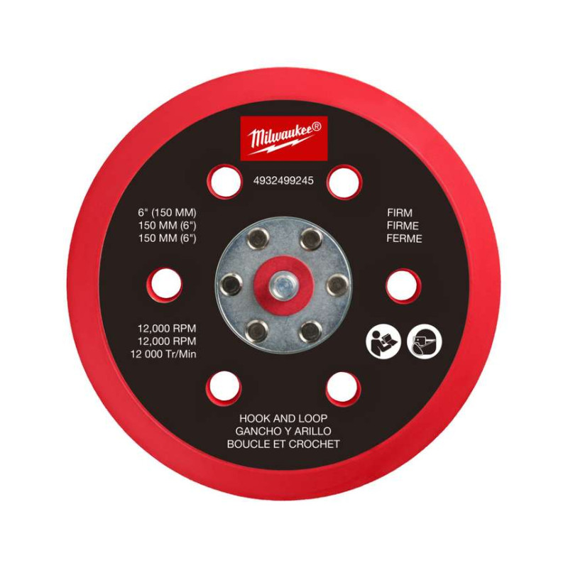 Підошва шліфувальна MILWAUKEE FROSBPHH150, O150мм, 6 отв. для M12 FROS (жорстка з ліпучкою )