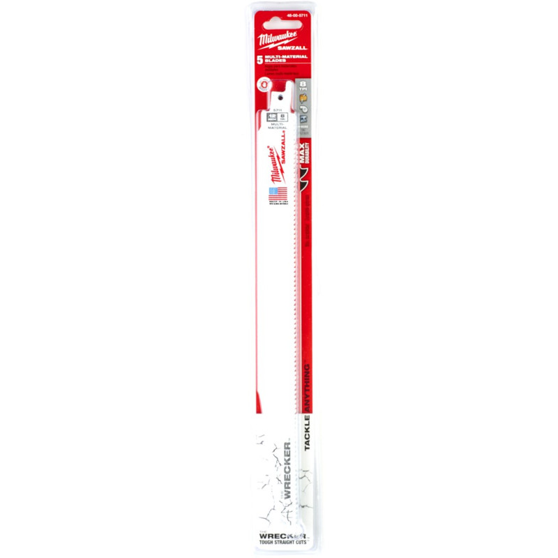 Полотно для шабельних пил WRECKER MILWAUKEE, 300х3,6/2,3мм, (5шт), (метал, деревина з цвяхами)