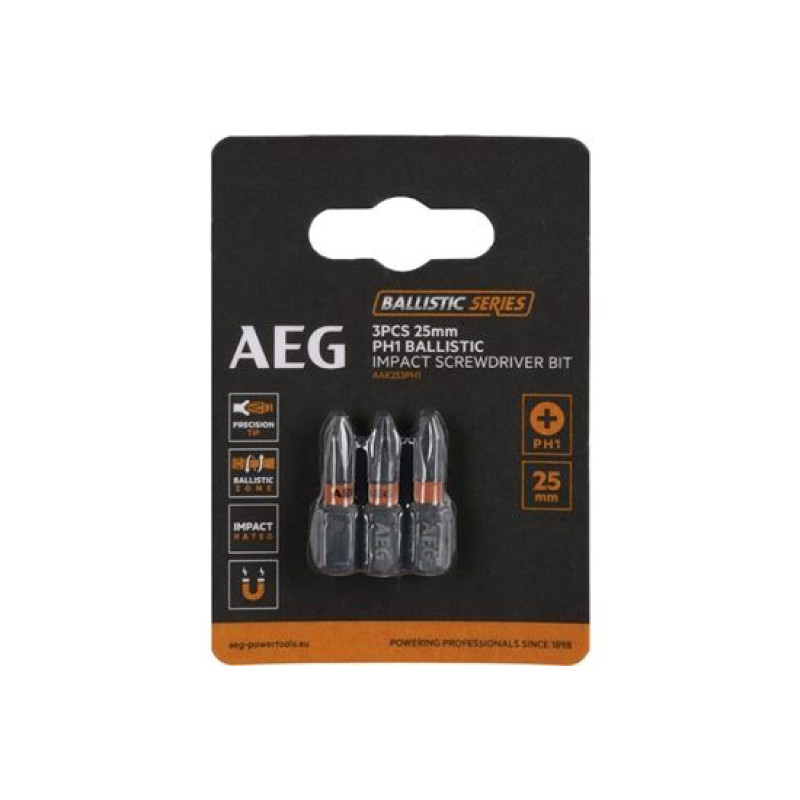 Біта ударна AEG AAK253PH1, PH1, 25мм (3шт)
