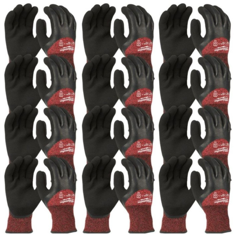 Рукавиці робочі зимові MILWAUKEE, з опором порізам 3/С рівня, розмір 10/XL, (72 пары)