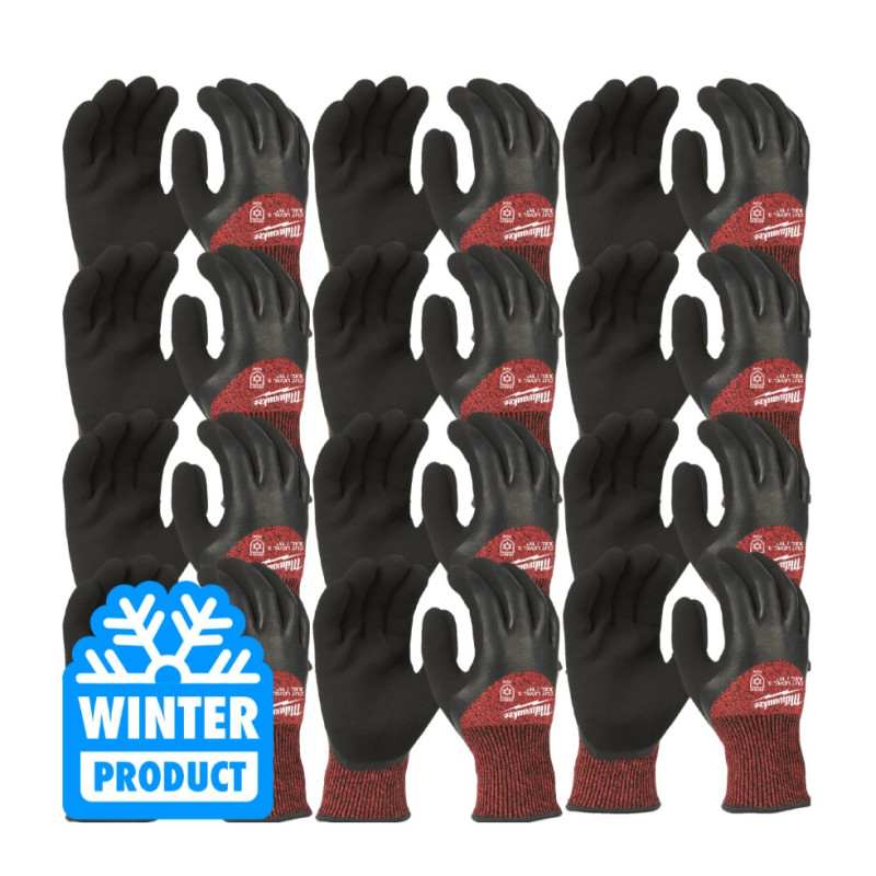 Рукавиці робочі зимові MILWAUKEE, з опором порізам 3/С рівня, розмір 7/S, (12шт)