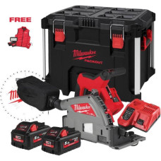 Пила дискова занурювальна акумуляторна безщіткова MILWAUKEE M18 FPS55MC-552P (+ заряд.пристрій, 2 акум., HD кейс)+M18 ALIS-0+жил