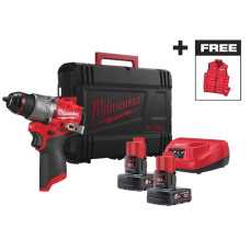Дриль-шуруповерт акумуляторна безщіткова ударна MILWAUKEE M12 FPD2MC-602X (+ заряд.пристрій, 2 акум., HD кейс) + жилетка