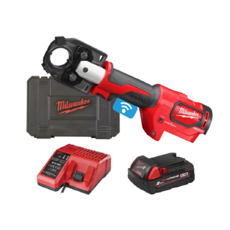 Обтискач гідравлійчний акумуляторний для кабелів MILWAUKEE, M18 HCCT-201C, 53кН (зарядний.пристрій M12-18 FC, 1 акумумулятор М18