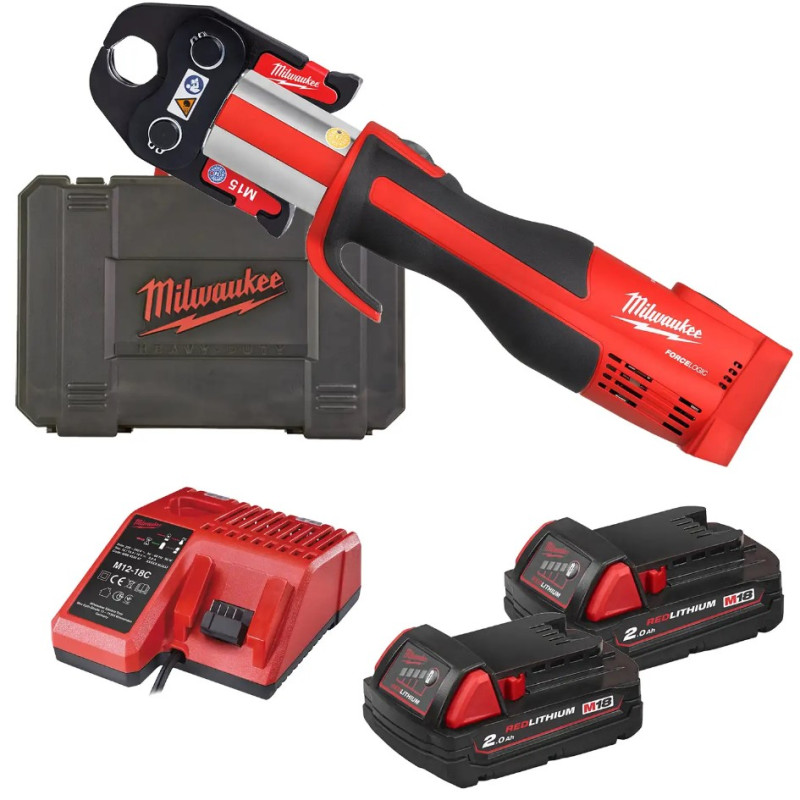 Обтискач гідравлійчний акумуляторний для труб MILWAUKEE, M18 BLHPT-202C (зарядний пристрій M12-18 C, 2 акумулятори М18 В2 2Аг, к