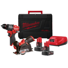Набір акумуляторних інструментів M12FPP2G2-402X MILWAUKEE (дриль-шурупокрут M12 FUEL FPD2-0, шліфмашина відрізна M12 FUEL FCOT-0
