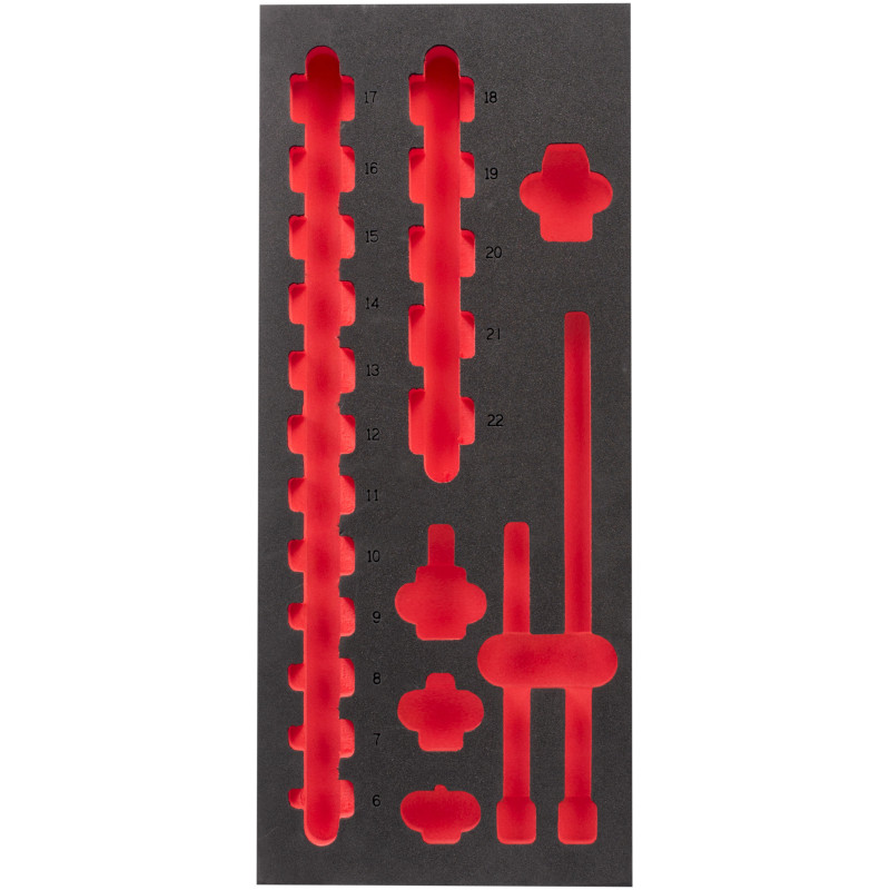 Ложемент для головок ShW 3/8" STD, (17шт) (45х175,8х417мм) для шаф металевих MILWAUKEE