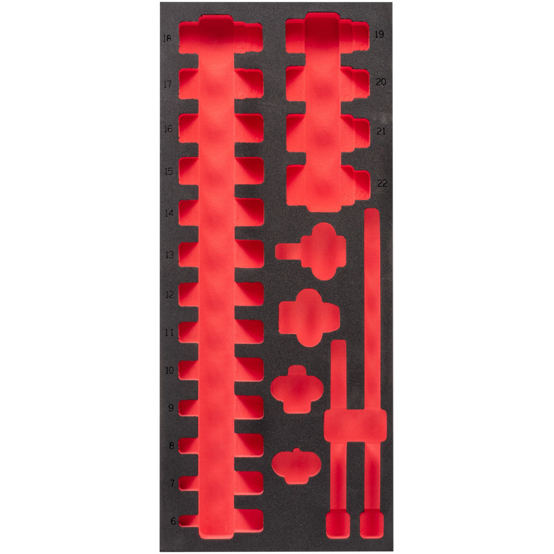 Пінне вкладення з ложементом для головок подовжених ShW 3/8" SKT, (23шт) (45х175,8х417мм) для шаф металевих MILWAUKEE