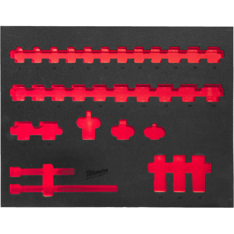 Пінне вкладення з ложементом для головок ShW 1/2" STD, (32шт) (45х536х417мм) для шаф металевих MILWAUKEE