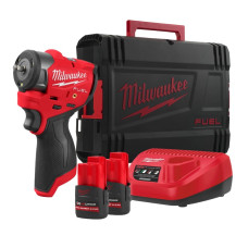 Гайковерт акумуляторний безщітковий 1/4'' MILWAUKEE, M12 FSCIWF14-252X, 136Нм, з кільцем (зарядний пристрій С12 С, 2 акумулятори