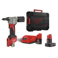 Заклепочник акумуляторний MILWAUKEE, M12 BPRT-422X, Ø закл. 2,4-4,8мм, (+зар.пр., 1 акум.Х 2Аг, 1 акум.Х 4Аг, HD кейс)