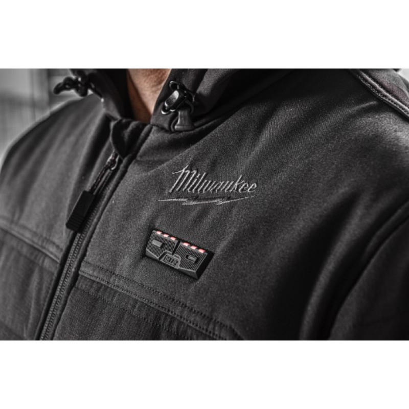 Куртка-пуховик з електропідігрівом MILWAUKEE M12 HPJBL3-0(XXL), чорна, розмір (XXL)