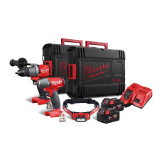 Набір з 3 інструментів акумуляторних безщіткових MILWAUKEE, M18 FPP2C2-502XL (зарядний пристрій M1-18 FC2, 2 акумулятори M18 B5