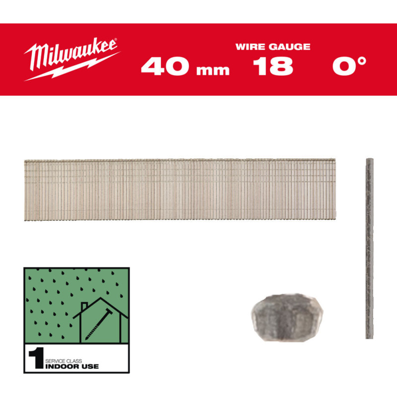 Цвяхи оцинковані вкриті смолою з Т-образною головкою MILWAUKEE, 18G/0 градусів/40мм, (5000шт)