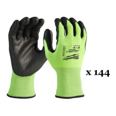 Рукавиці робочі сигнальні Hi-Vis MILWAUKEE, з опором порізам 3/C рівня, розмір 11/XXL, (144 пари)