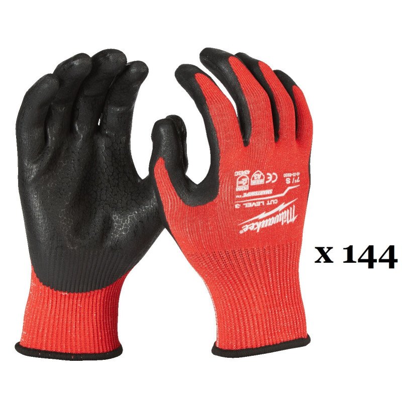 Рукавиці робочі MILWAUKEE, з опором порізам 3/C рівня, розмір 7/S, (144 пари)