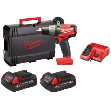 Дриль-шуруповерт акумуляторна безщіткова MILWAUKEE, M18 FDD-202, 135Нм (зарядний пристрій M12-18 C, 2 акумулятора M18В B2 2Аг, к