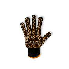 Рукавички трикотажні чорні помаранчева ПВХ ТМ GTM LUX р.10 5611 (колосок)